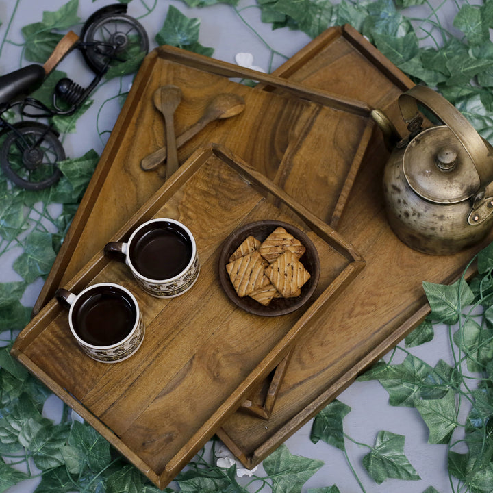 Solid Wood Tray Set - - Set of 3 Tray