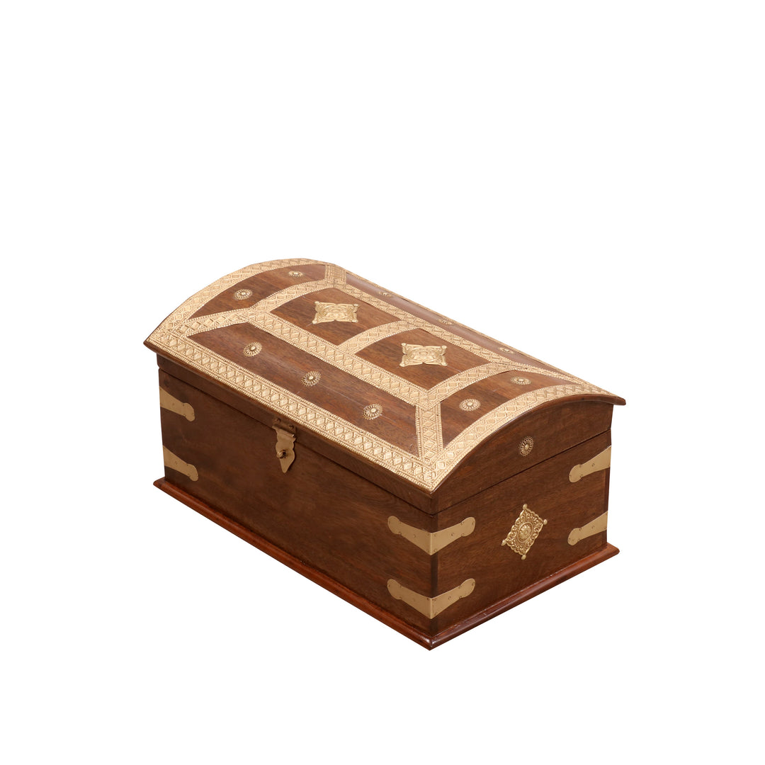 Quantum Style Handmade Brass Fitted Elegant Wooden Jewelry Box Wooden Box