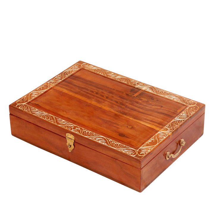 Solid wood carved petal golden boundary wooden Box Wooden Box