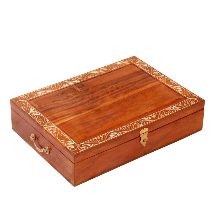 Solid wood carved petal golden boundary wooden Box Wooden Box