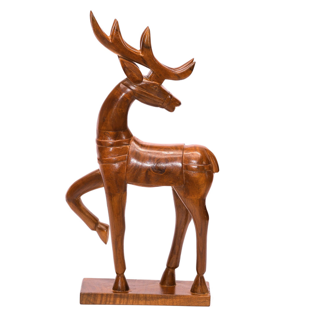 Wooden Dancing Deer Curio Animal Figurine