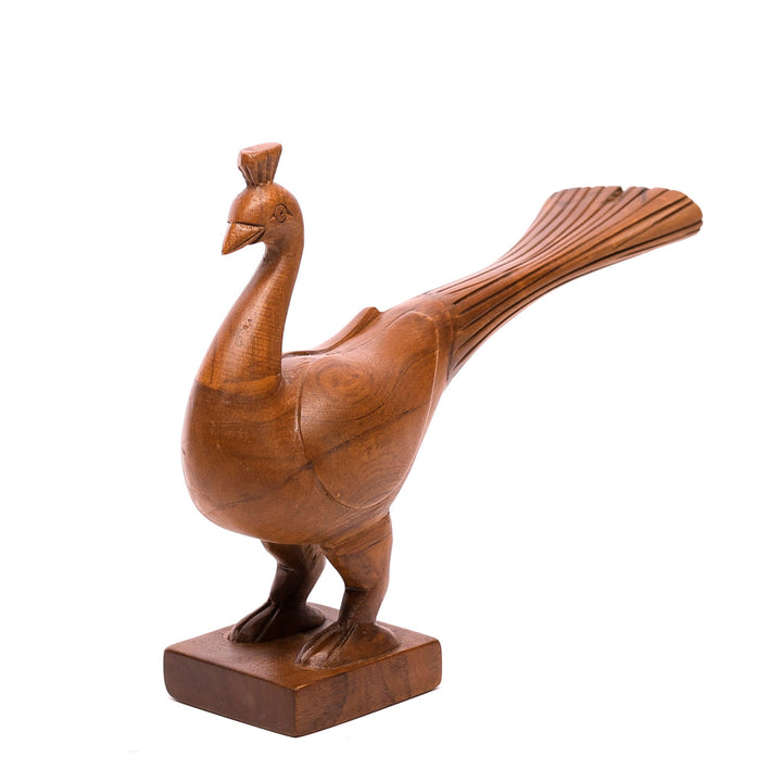 Simple Wooden Peacock Showpiece Animal Figurine