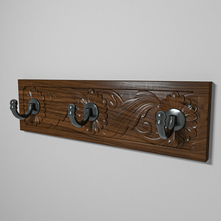 Natural Tone Finished Wooden 3 Wall Hanging Hook Hook