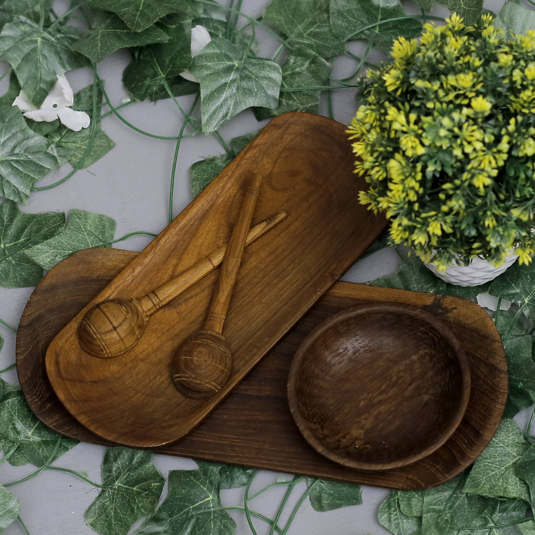 Woden Wave Shaped Platter Platter