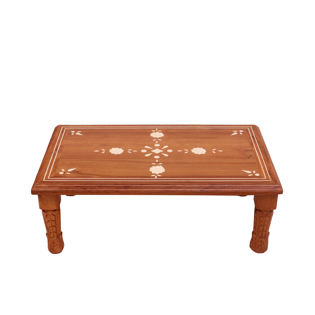 Old Traditional Long Legs Inlay Designed Handmade Wooden Foldable Bajot for Home Bajot