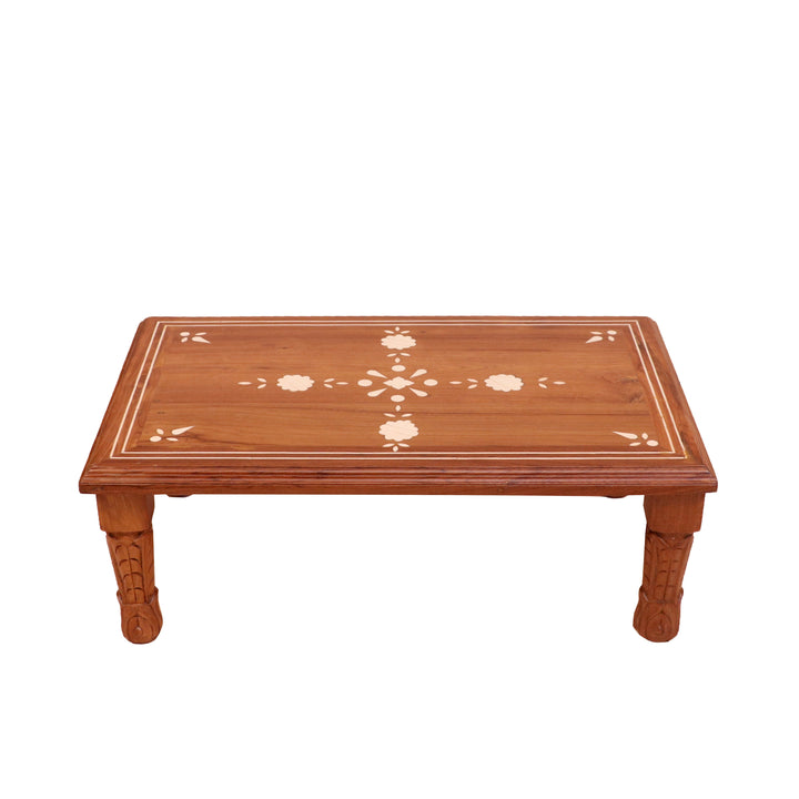 Old Traditional Long Legs Inlay Designed Handmade Wooden Foldable Bajot for Home Bajot