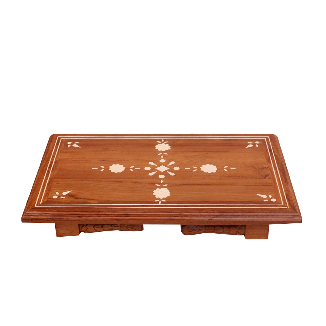 Old Traditional Long Legs Inlay Designed Handmade Wooden Foldable Bajot for Home Bajot