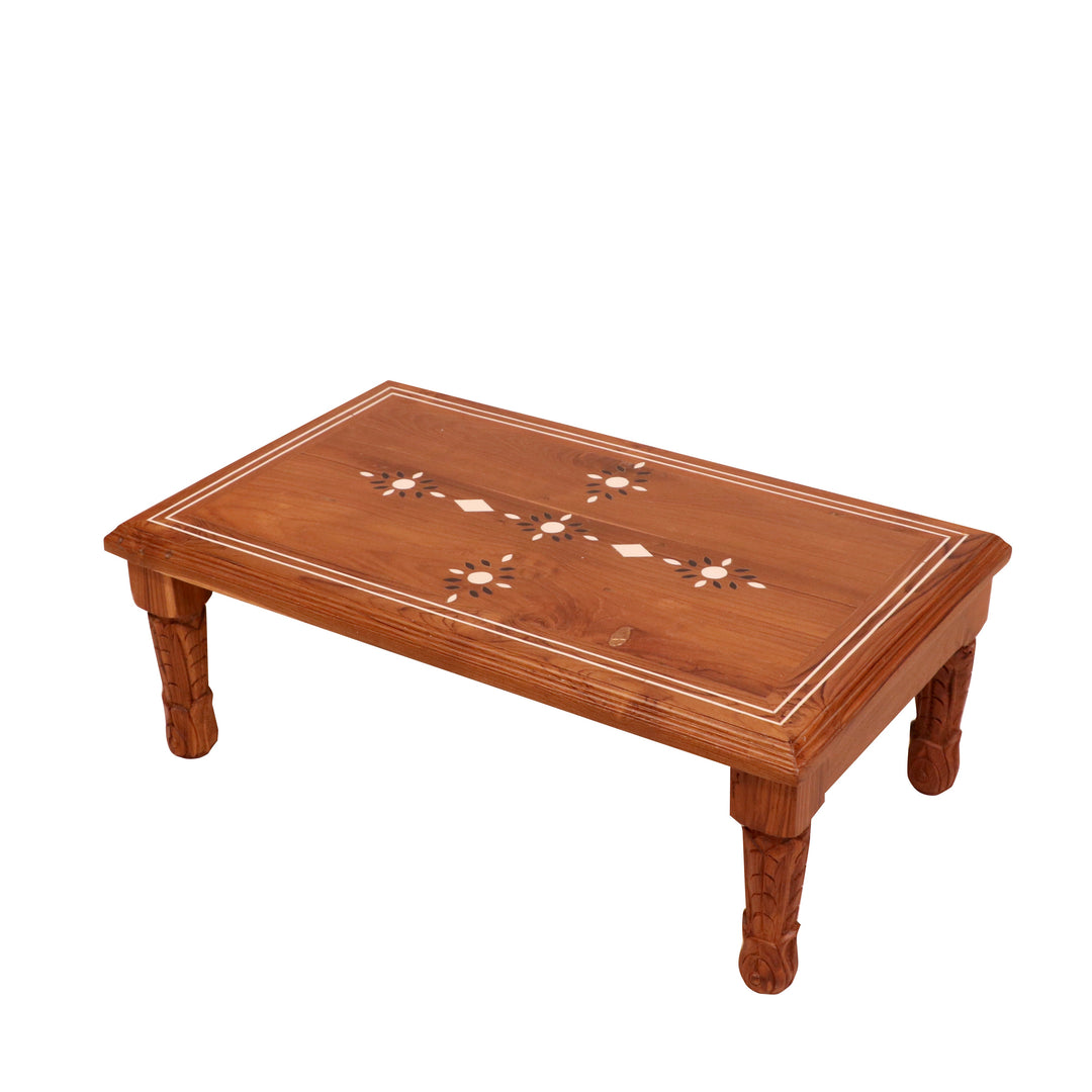 Old Traditional Long Legs Inlay Designed Handmade Wooden Foldable Bajot for Home Bajot