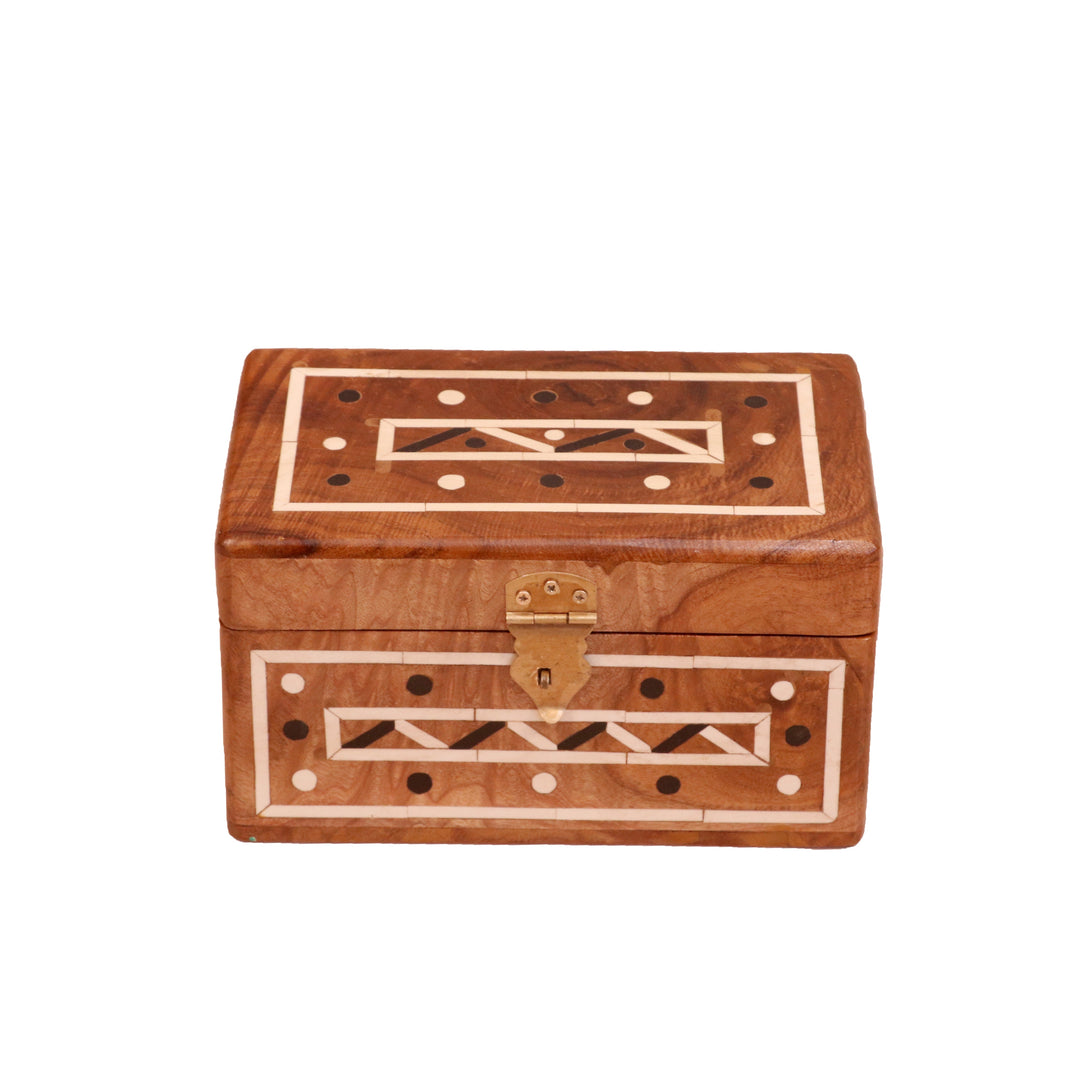 Beautiful Small Handmade Inlay Designed Wooden Jewelry Box for Home Wooden Box