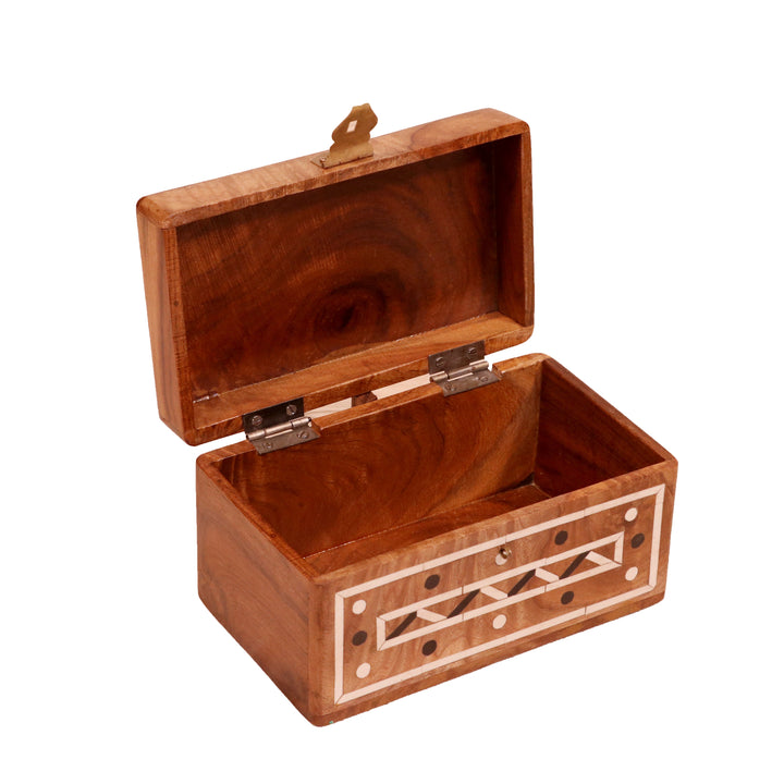 Beautiful Small Handmade Inlay Designed Wooden Jewelry Box for Home Wooden Box