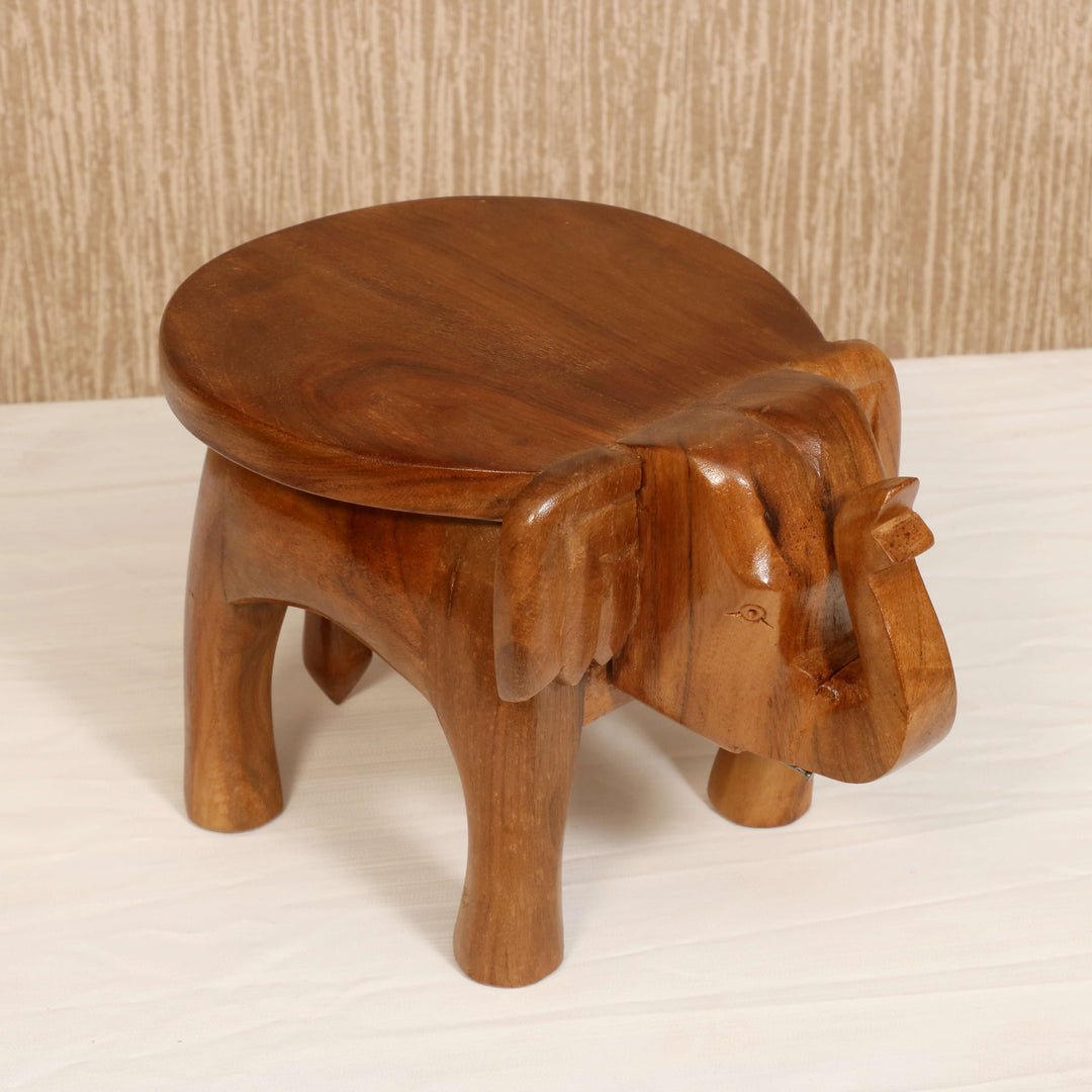 Southern Classic Wooden Tone Elephant Table Stand Animal Figurine