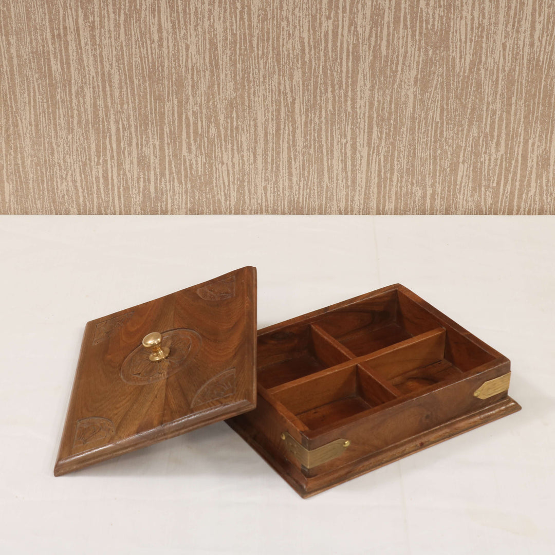 Corner Engraved Wooden Box Wooden Box