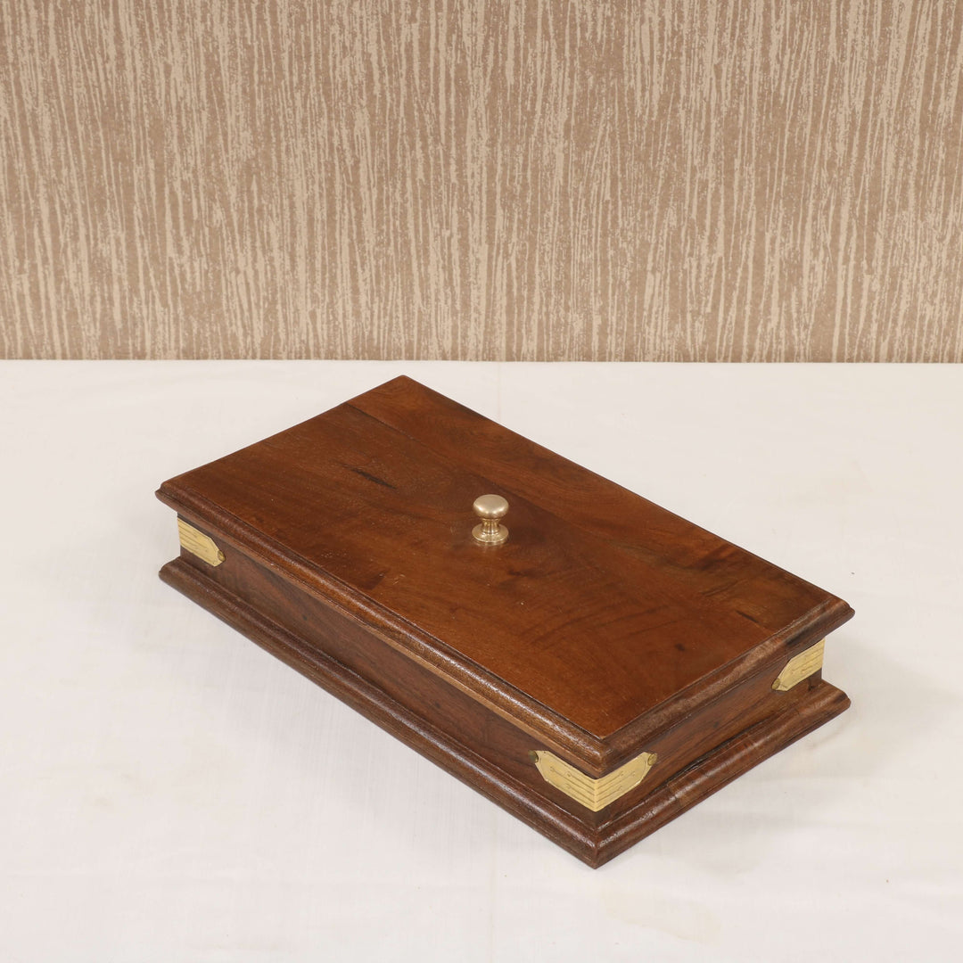 Rectangle Box with brass fitting Wooden Box