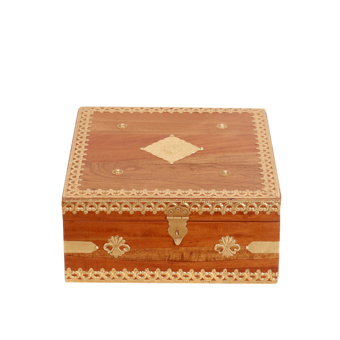 Solid wood Brass Square Box Wooden Box
