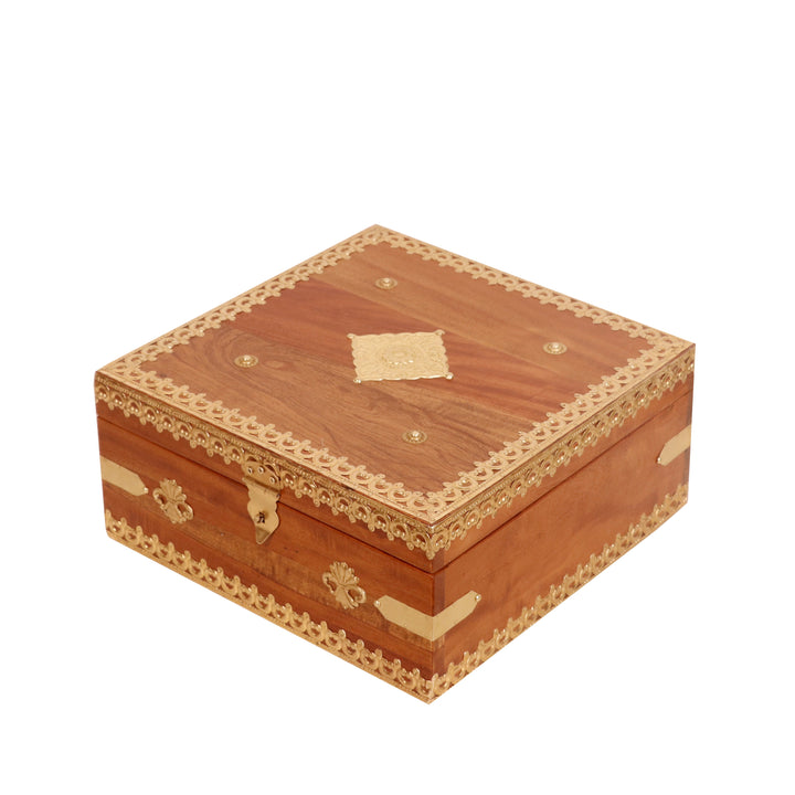Solid wood Brass Square Box Wooden Box