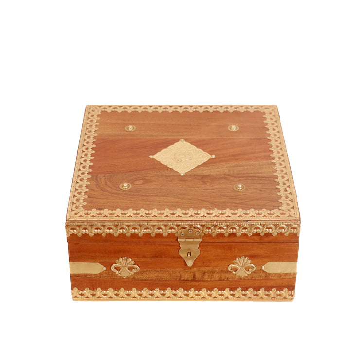 Solid wood Brass Square Box Wooden Box