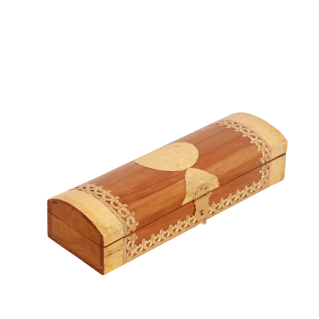 Brass fitted royal Latch Pen Pencil Case Wooden Box