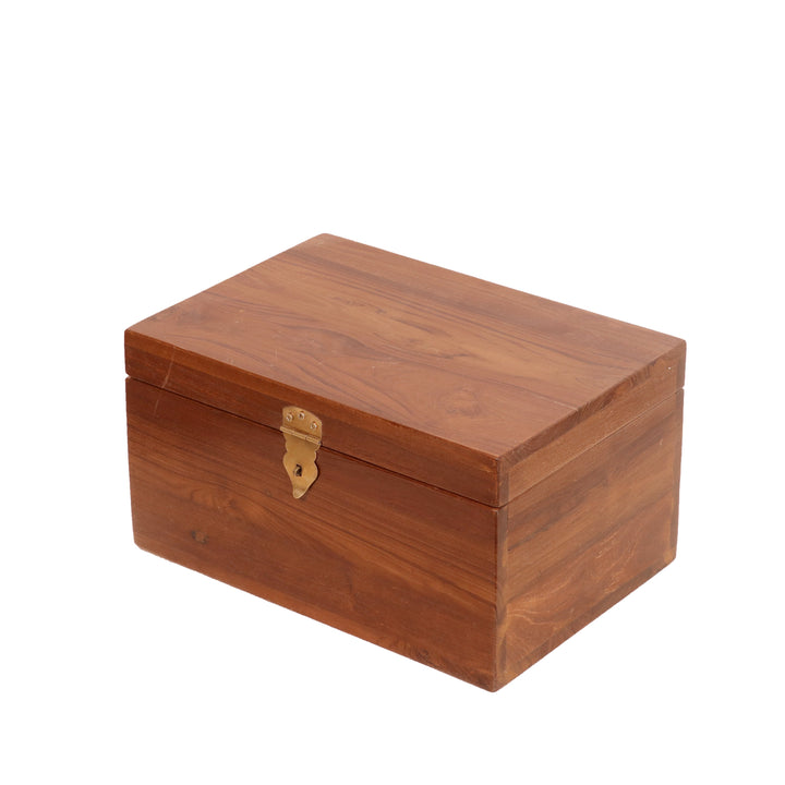 Compact teak multi compartment jewelry box Wooden Box