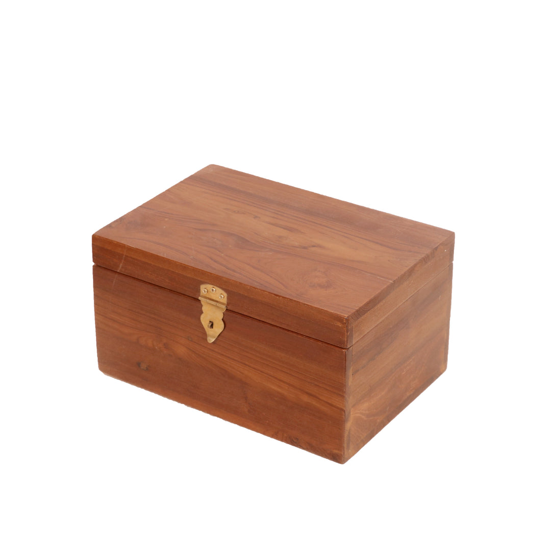 Compact teak multi compartment jewelry box Wooden Box