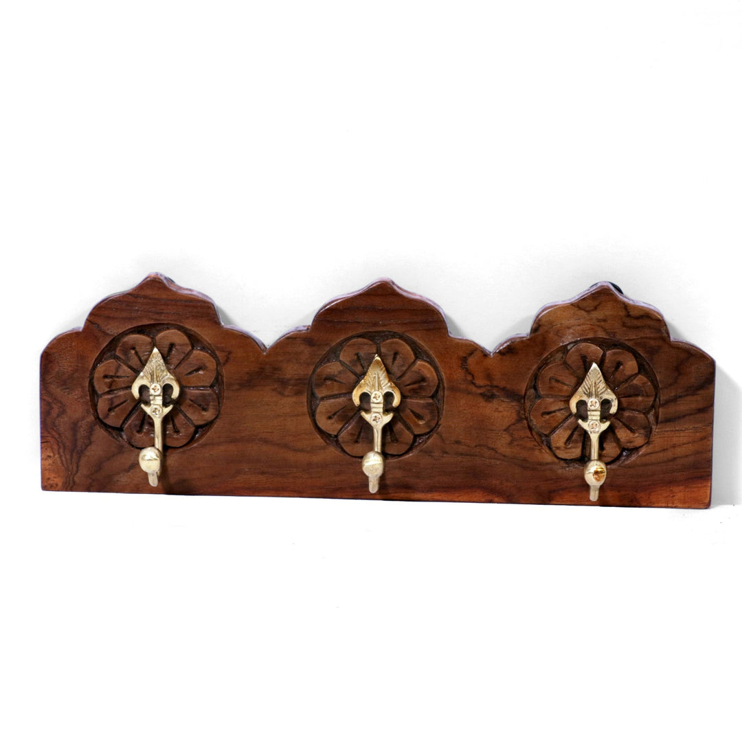 Premium Wooden 3 Brass Hook Hook