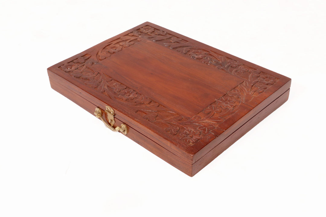 Wooden Carved Flower Petal Box Wooden Box