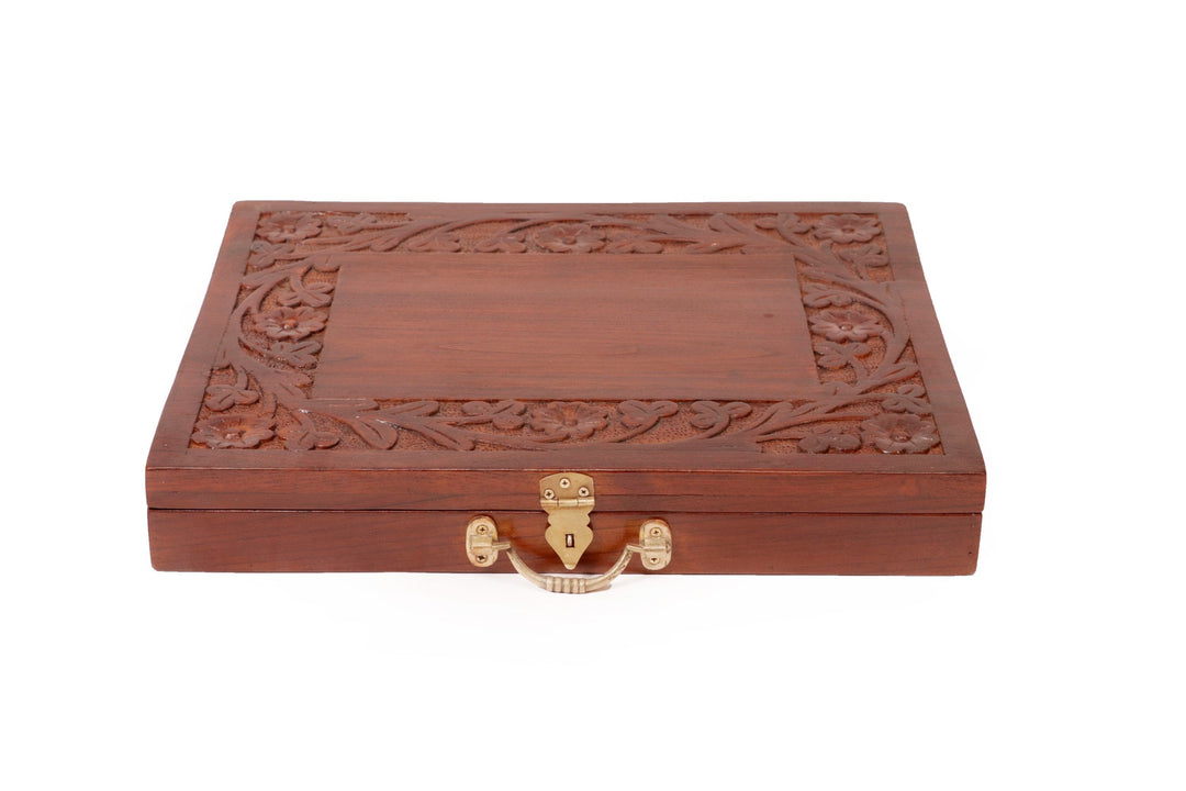 Wooden Carved Flower Petal Box Wooden Box