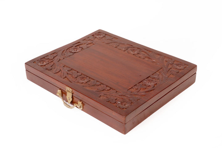 Wooden Carved Flower Petal Box Wooden Box