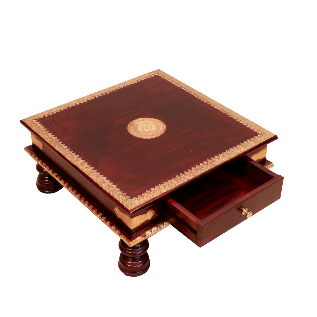 Black Hued Single Drawer Teak Bajot Bajot