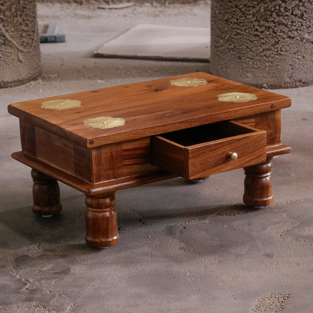 Traditional Natural Brown Finished Handmade Wooden Bajot Bajot