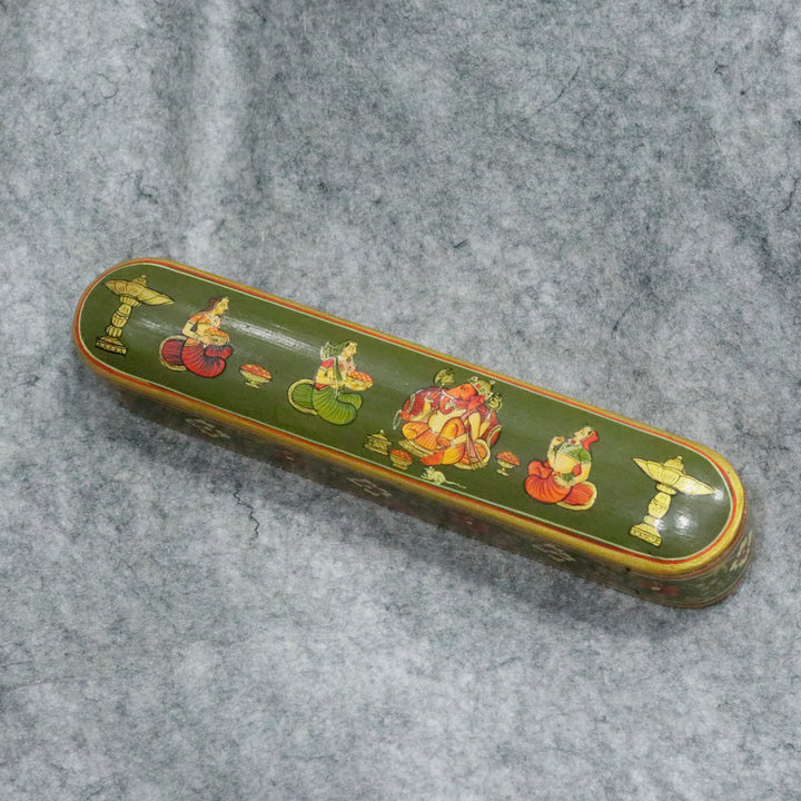 Artisan-Crafted Pen &amp; Pencil Box: Traditional Indian Hand-Painted Elegance Wooden Box