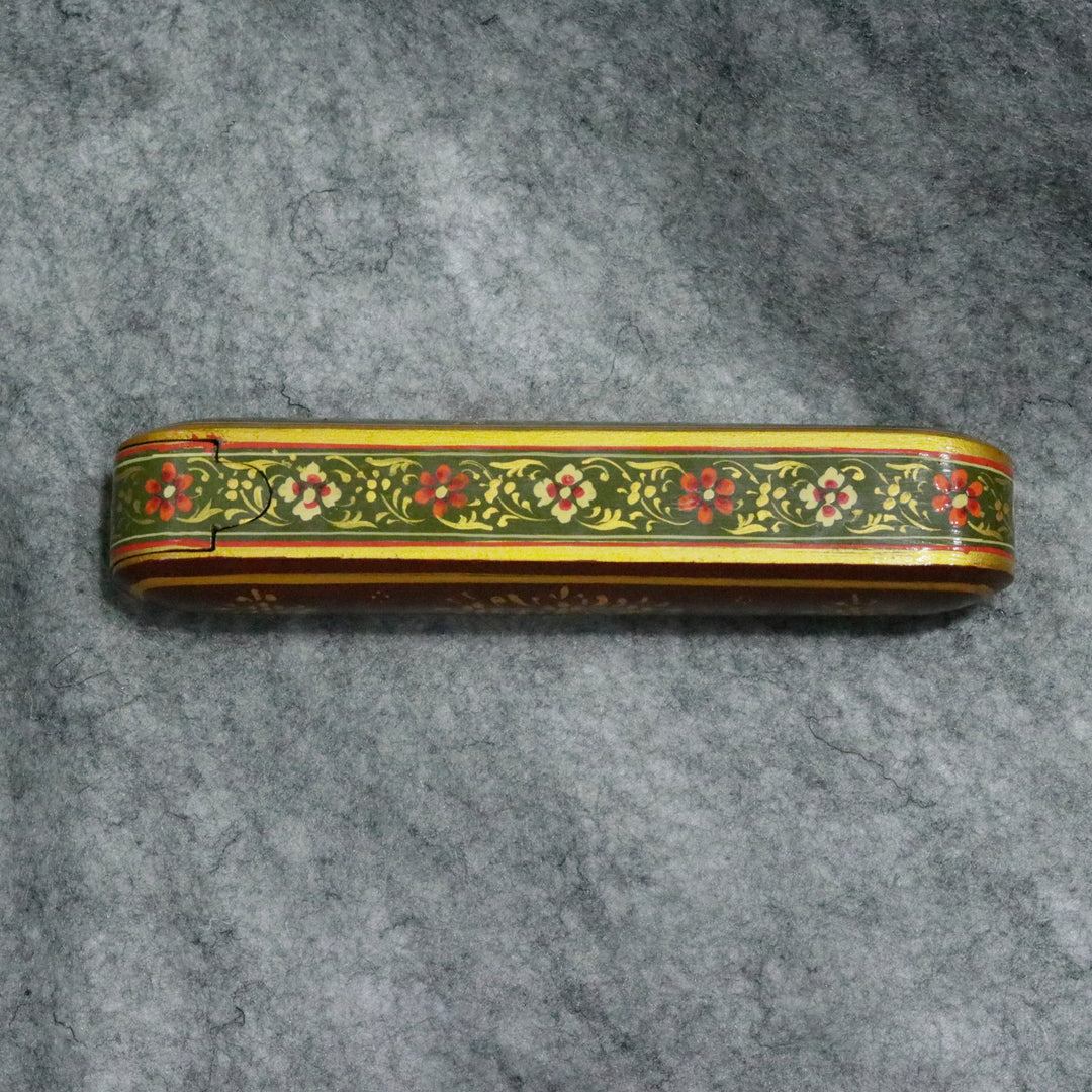 Artisan-Crafted Pen &amp; Pencil Box: Traditional Indian Hand-Painted Elegance Wooden Box