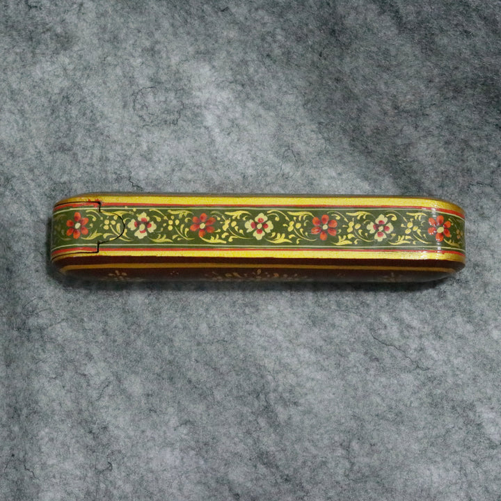 Artisan-Crafted Pen &amp; Pencil Box: Traditional Indian Hand-Painted Elegance Wooden Box