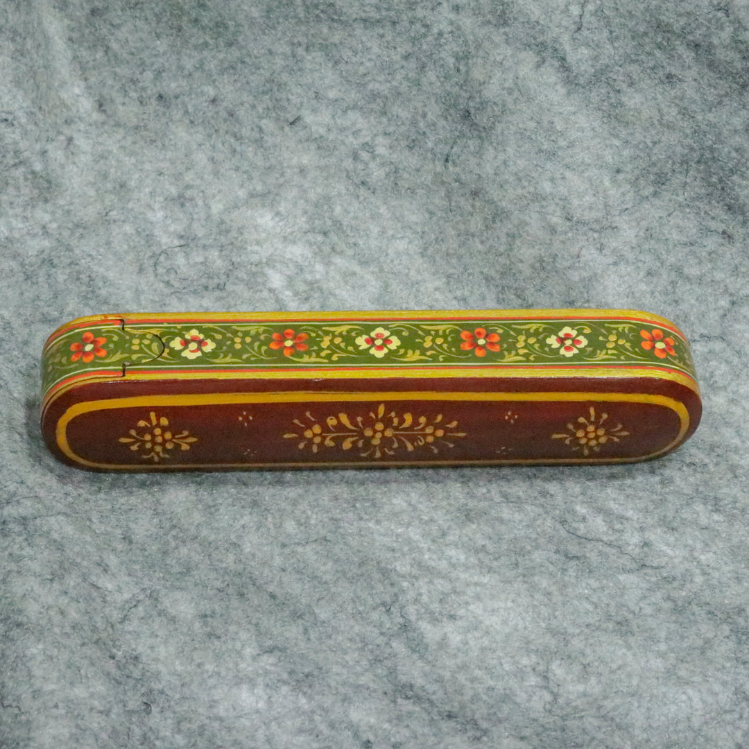 Artisan-Crafted Pen &amp; Pencil Box: Traditional Indian Hand-Painted Elegance Wooden Box