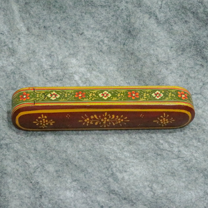 Artisan-Crafted Pen &amp; Pencil Box: Traditional Indian Hand-Painted Elegance Wooden Box