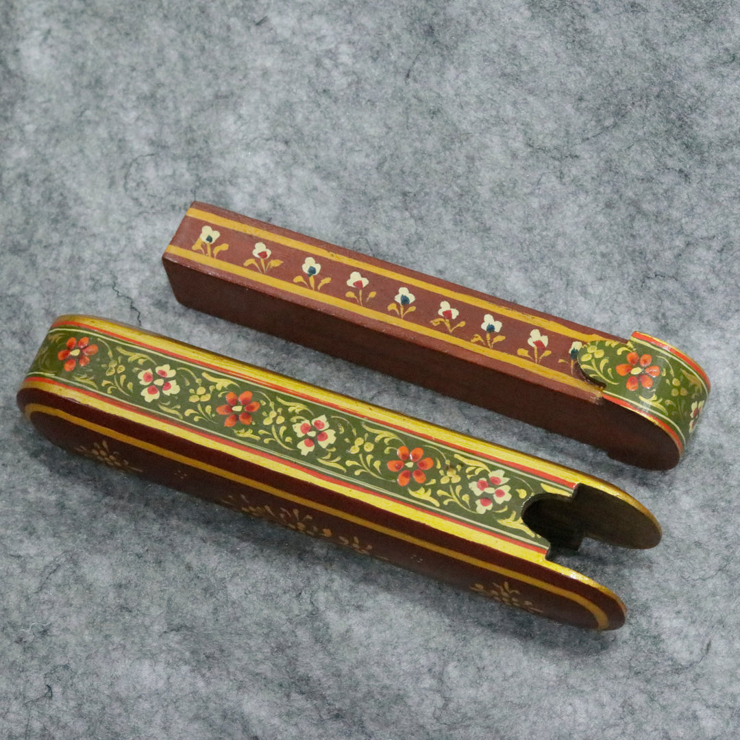 Artisan-Crafted Pen &amp; Pencil Box: Traditional Indian Hand-Painted Elegance Wooden Box