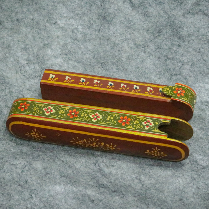 Artisan-Crafted Pen &amp; Pencil Box: Traditional Indian Hand-Painted Elegance Wooden Box