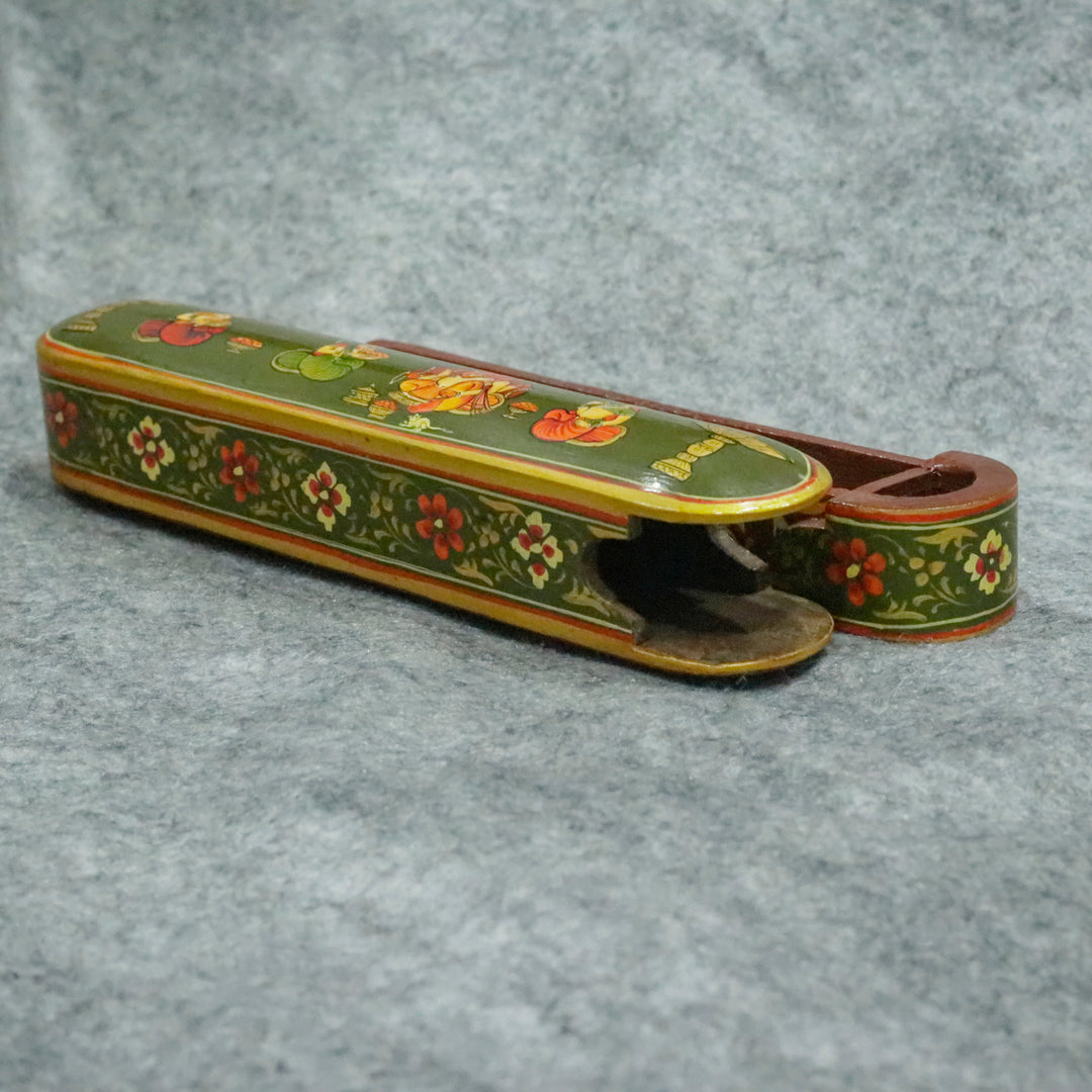 Artisan-Crafted Pen &amp; Pencil Box: Traditional Indian Hand-Painted Elegance Wooden Box