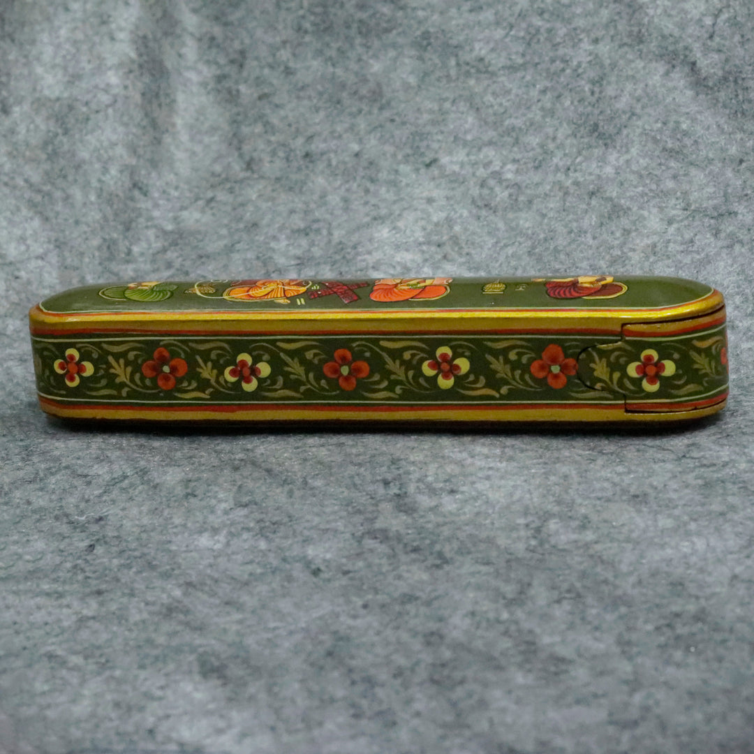 Hand-Painted Indian Artisan Pen &amp; Pencil Box Wooden Box