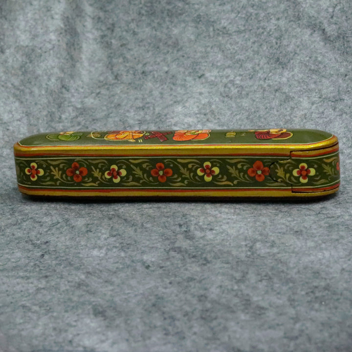 Hand-Painted Indian Artisan Pen &amp; Pencil Box Wooden Box