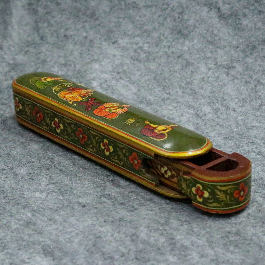 Hand-Painted Indian Artisan Pen &amp; Pencil Box Wooden Box