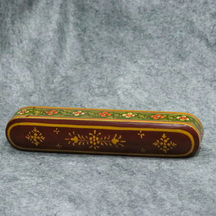 Hand-Painted Indian Artisan Pen &amp; Pencil Box Wooden Box