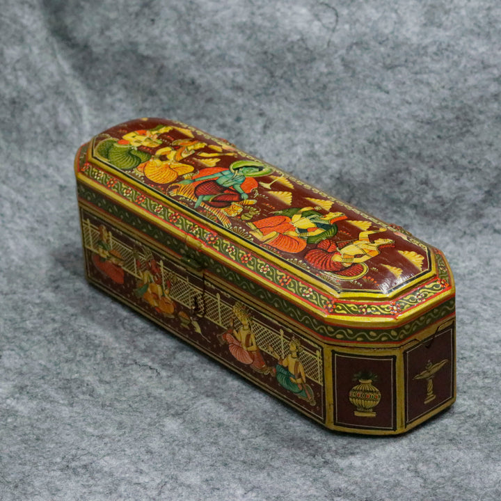 Hand Painted Indian Art jeweler box with multiple slots Wooden Box