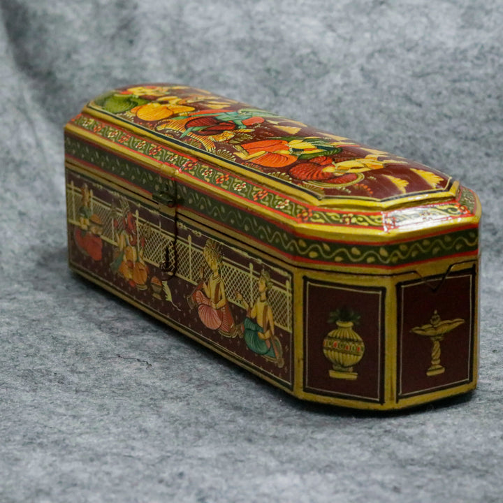 Hand Painted Indian Art jeweler box with multiple slots Wooden Box