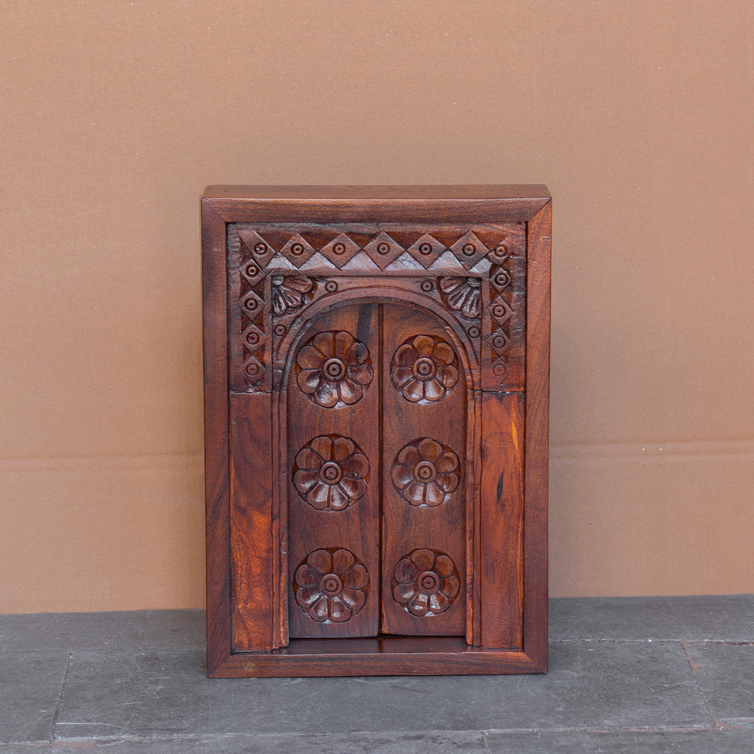 Traditional Haveli Style Wooden Wall Panel - Rajasthani Arched Design Wall Decor