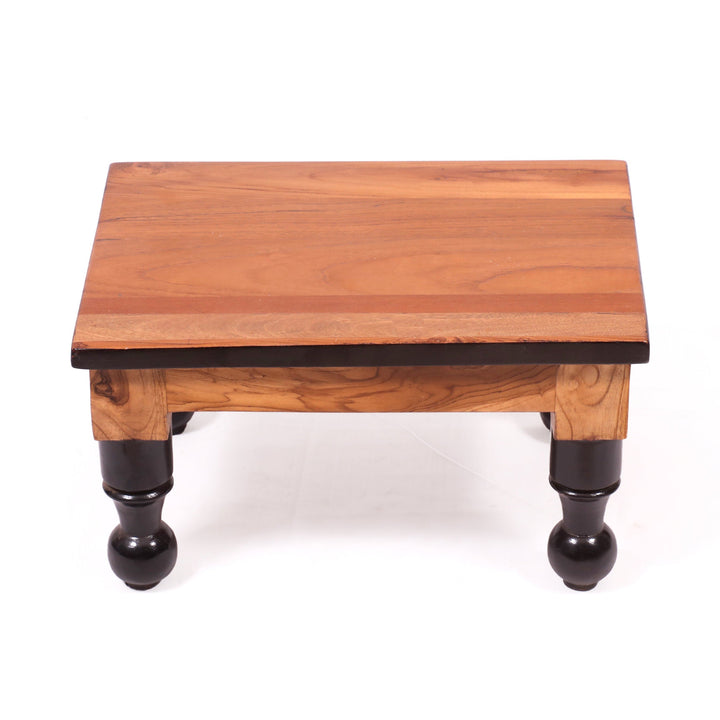 Round Legs Teak wood Rectangular Bajot Bajot