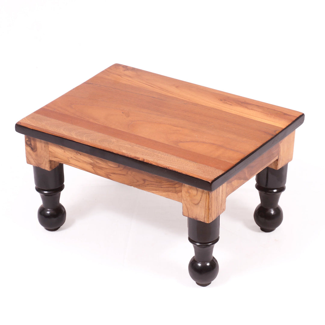 Round Legs Teak wood Rectangular Bajot Bajot