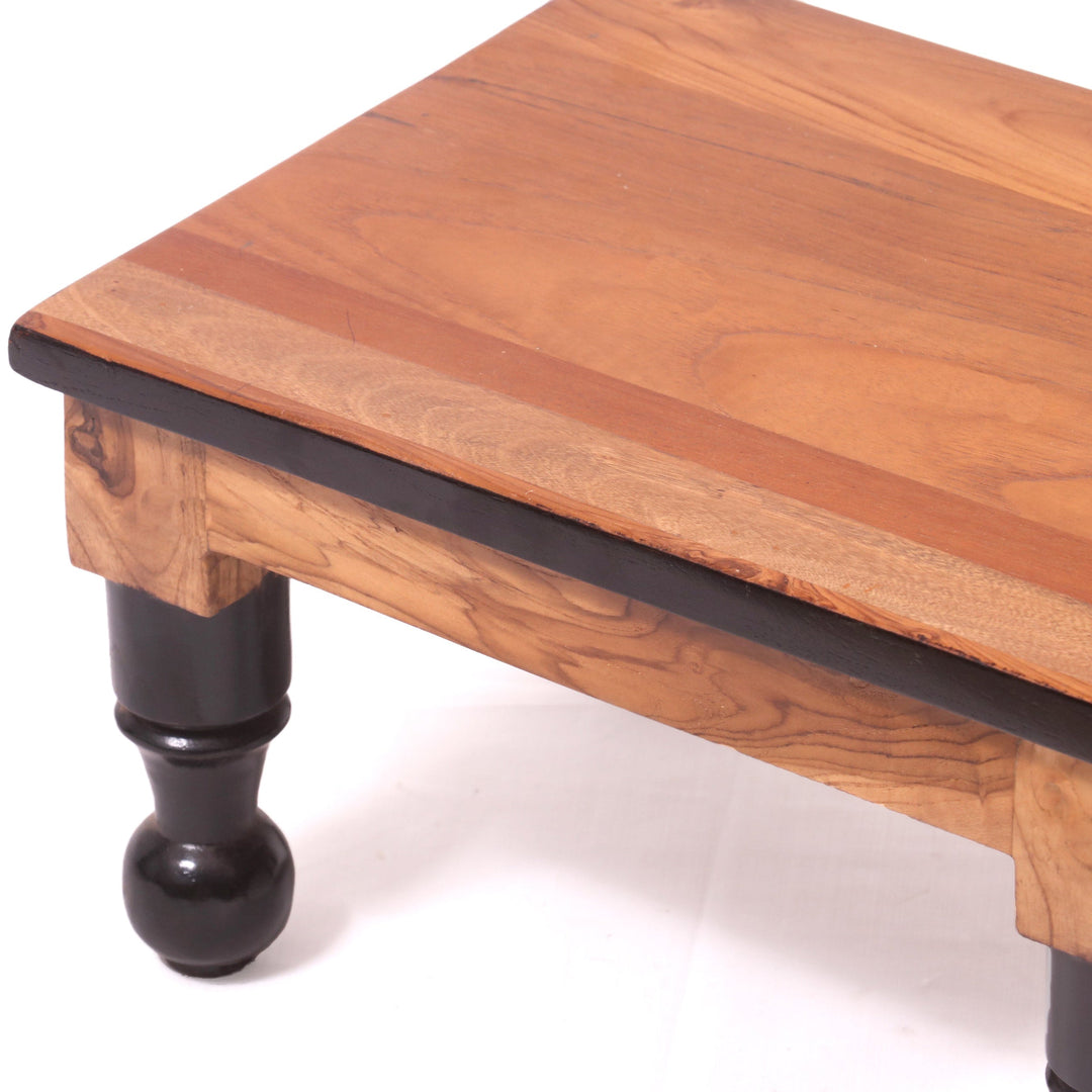 Round Legs Teak wood Rectangular Bajot Bajot