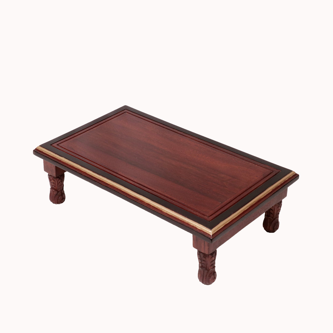 Dark Golden Carved Legs Wooden Folding Table Bajot