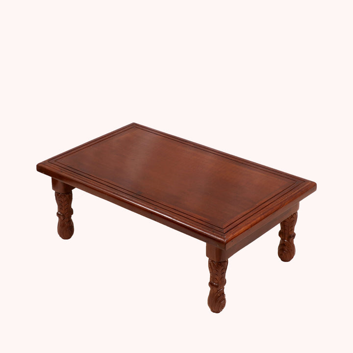 Brown Tone Carved Legs Wooden Folding Table Bajot