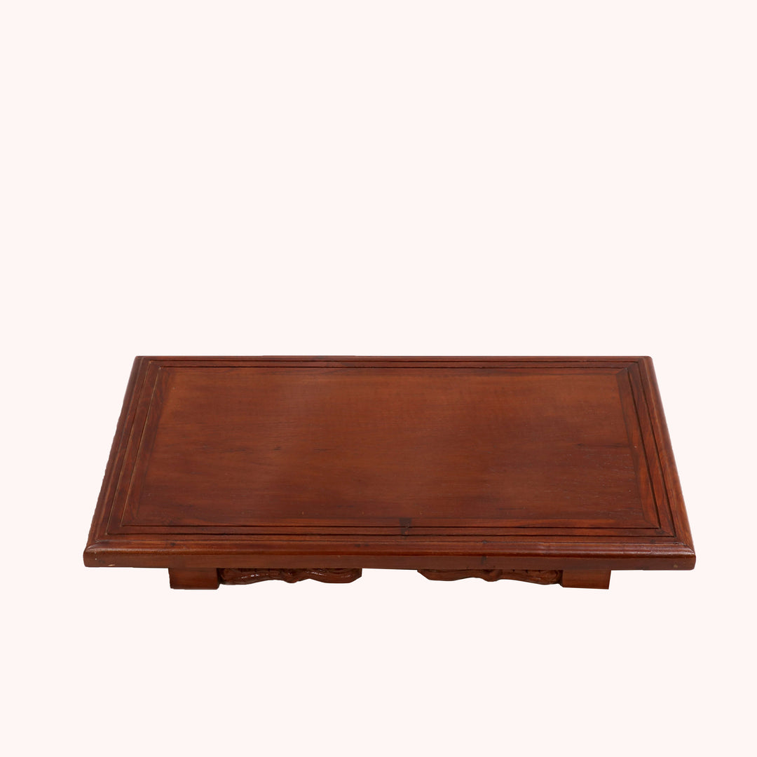 Brown Tone Carved Legs Wooden Folding Table Bajot